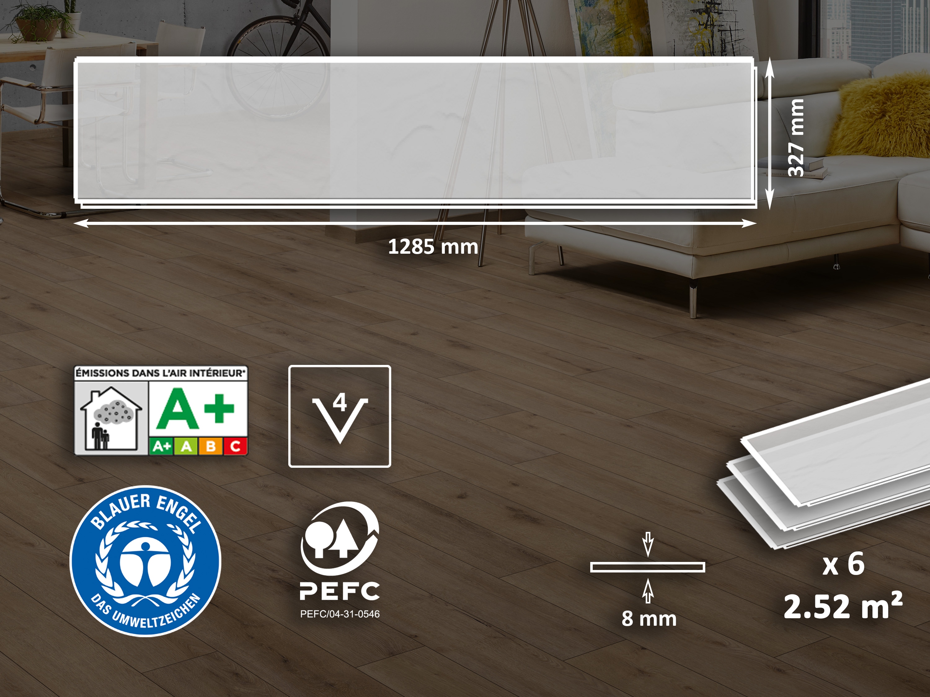 Laminatboden KronoOriginal® Super Natural WIDE - Long Island Oak 8456 - 8 mm Stark - Breitdiele