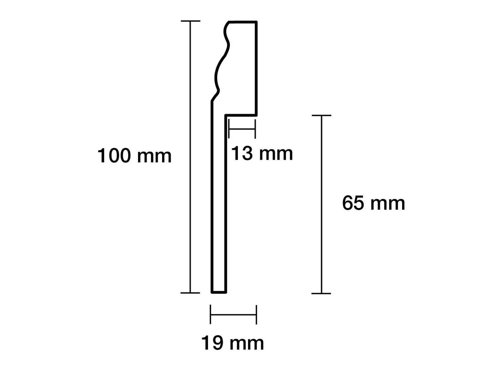 Sockelleiste Abdeckleiste für Fliesensockel im Hamburger Profil, weiß, 19 x 100 mm
