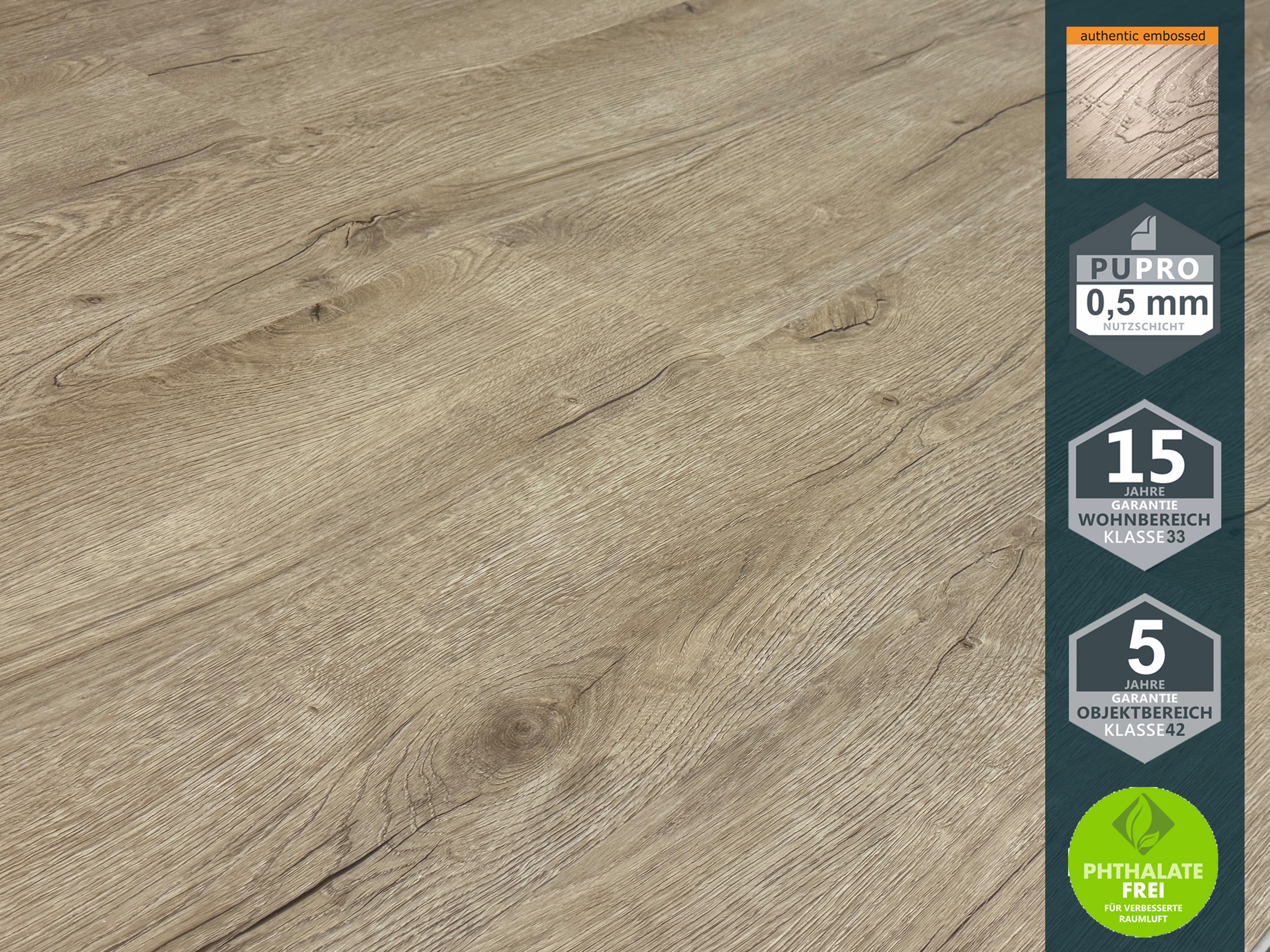 TRECOR® LVT Dryback Klebe Vinylboden Prestige Eiche Beige Landhausdiele - 2,5 mm starker Designboden