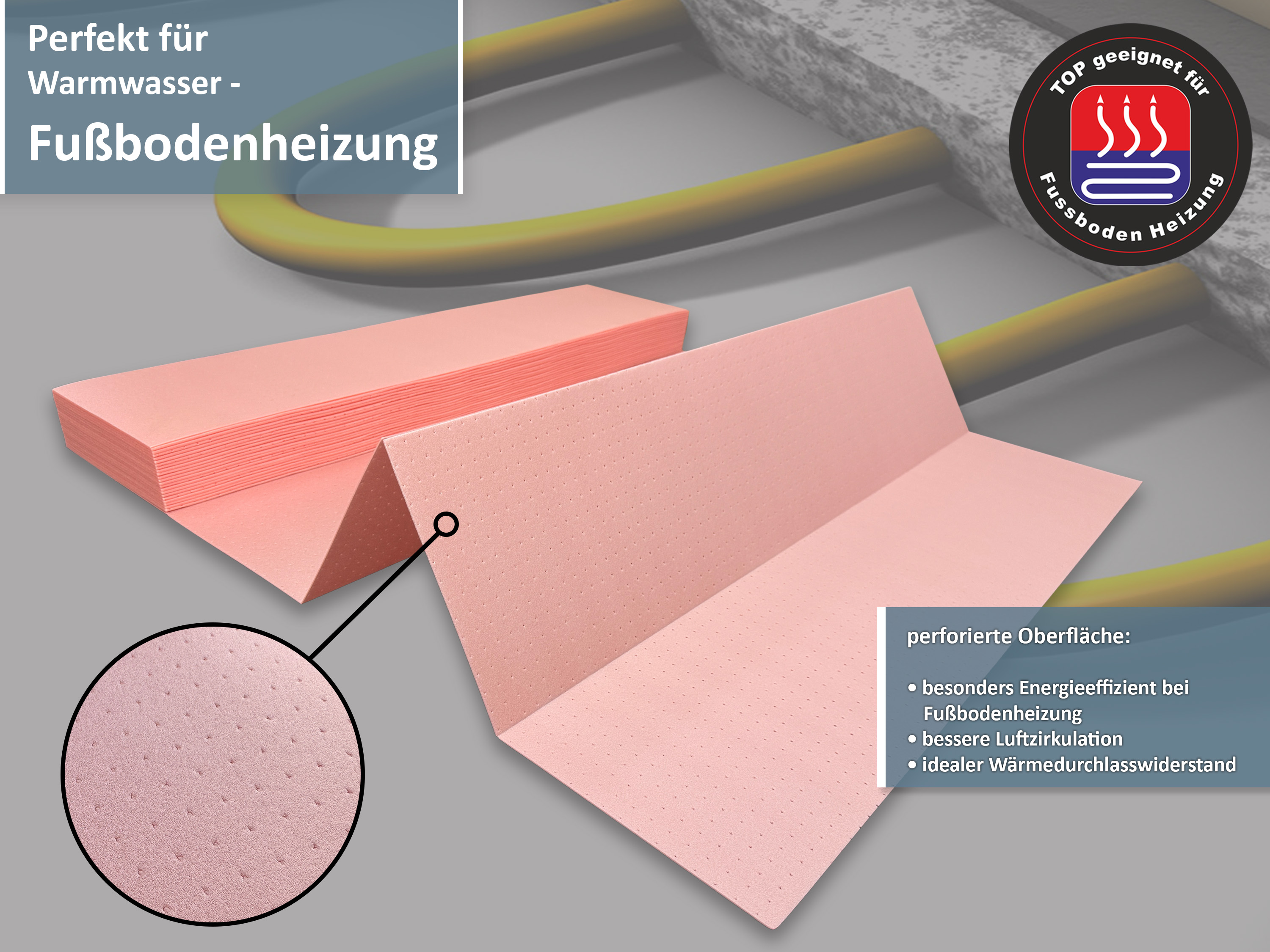 uficell® XPS QUICK PLUS Trittschalldämmung für Fußbodenheizung, Stärke: 1,8 mm, 12,6 m²
