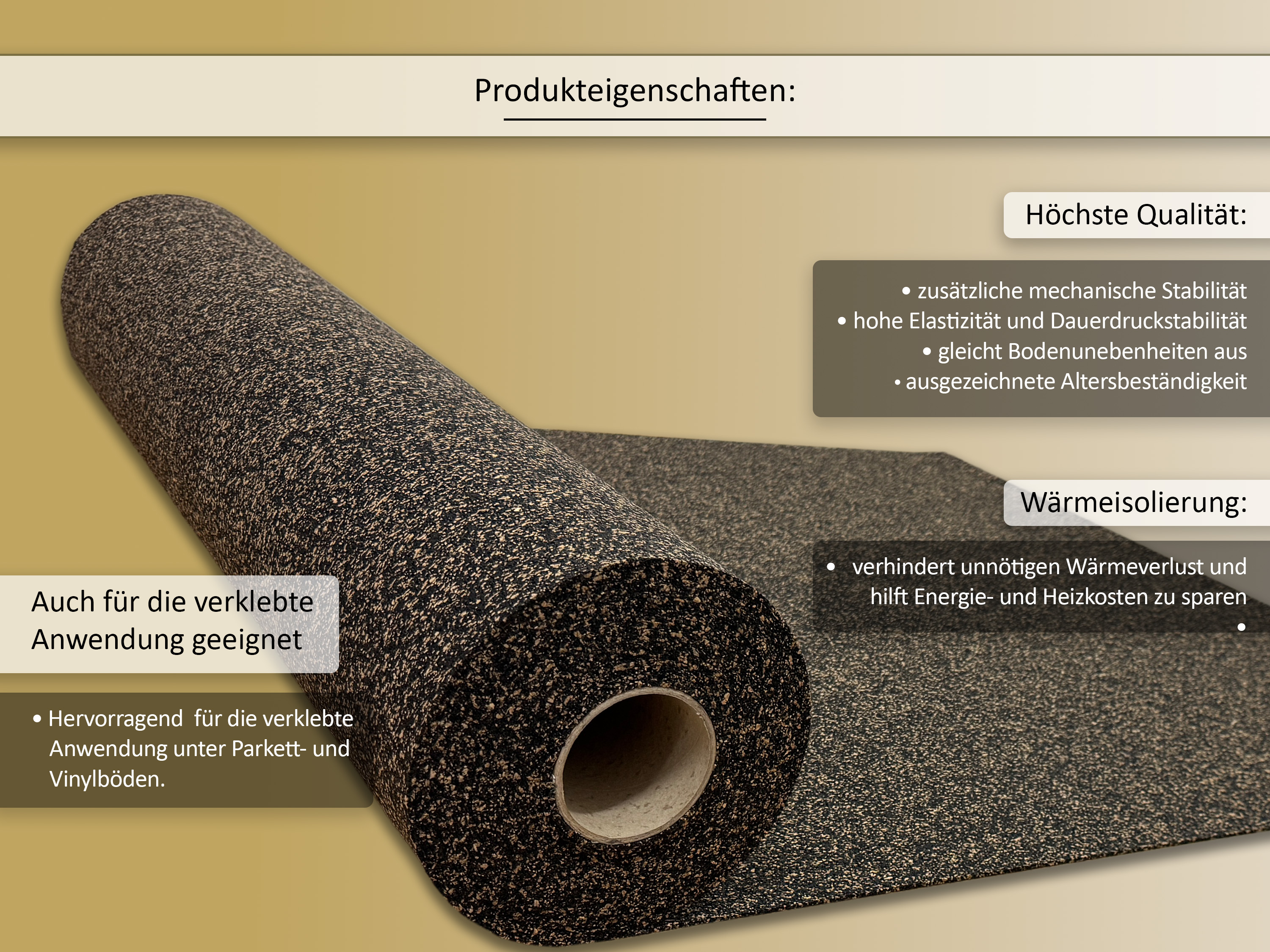 uficell® Gummikork (Rubberkork) Akustik und Vibrations Trittschalldämmung Stärken 2 - 8 mm 