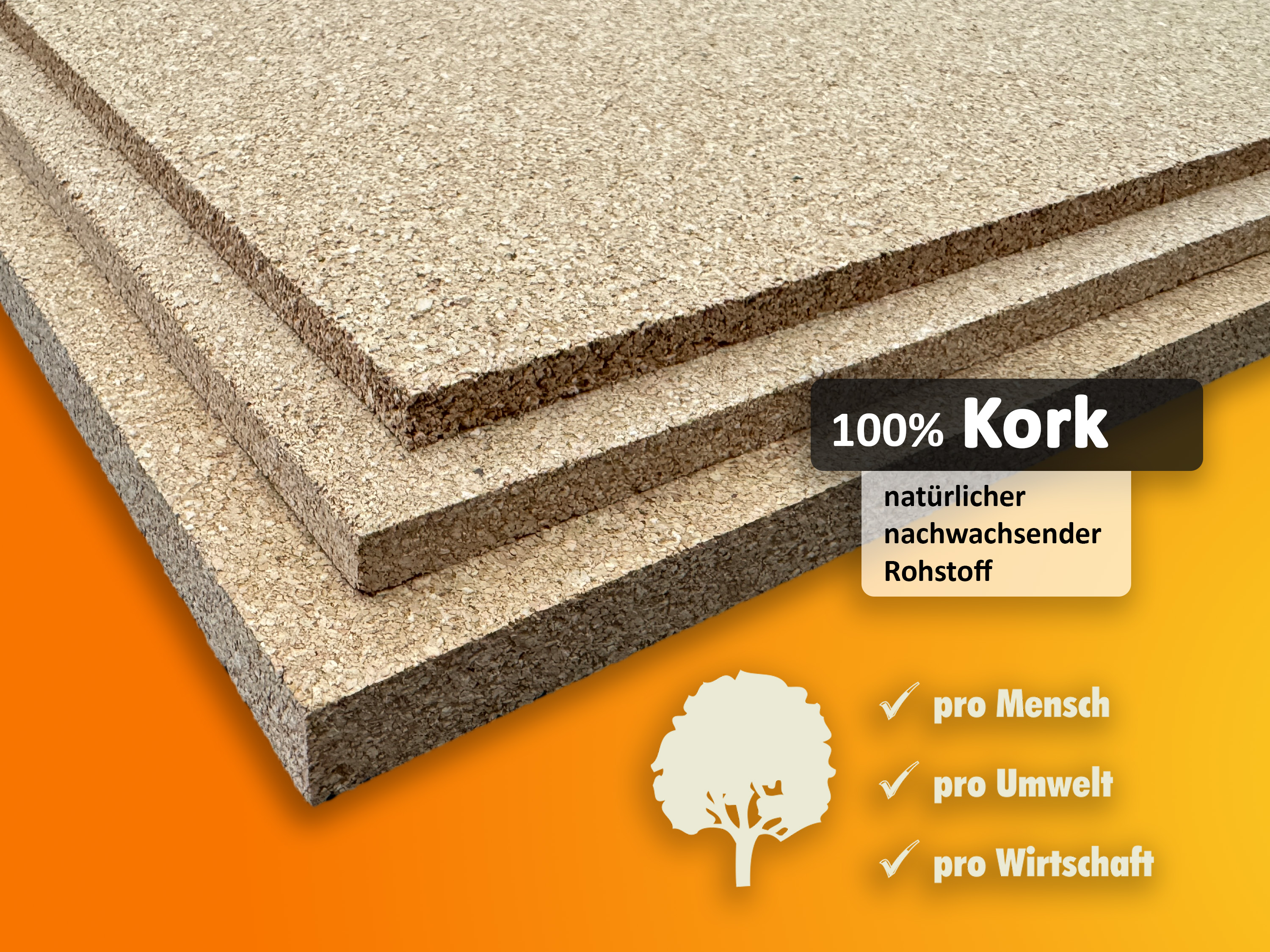 Pinnwand Korkplatten Superfein (beidseitig geschliffen) Format 900 x 600 mm