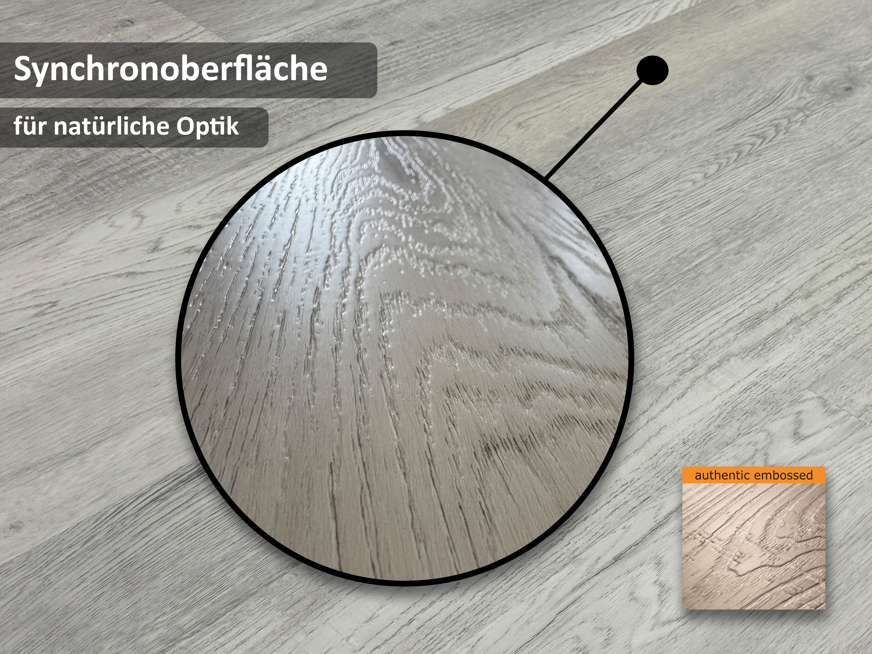Vinylboden Rigid SPC Cottage Eiche Grau 5G Klicksystem 6,5 mm, V4 Fuge, inkl. 1 mm Trittschalldämmung