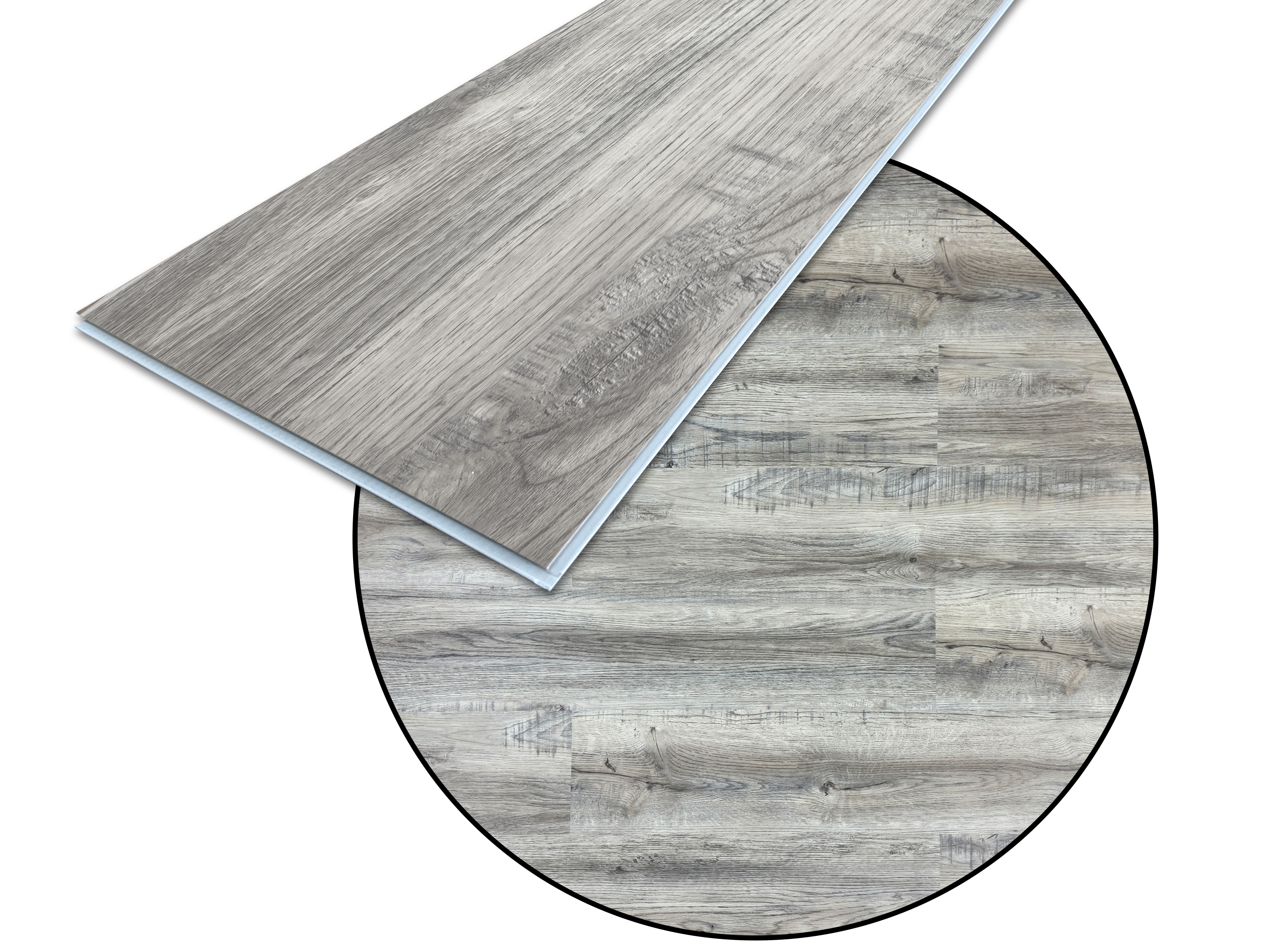 TRECOR® SPC Rigid Klick-Vinylboden Eiche Rustikal Grau Landhausdiele – wasserfest, 5 mm stark, 0,3 mm Nutzschicht