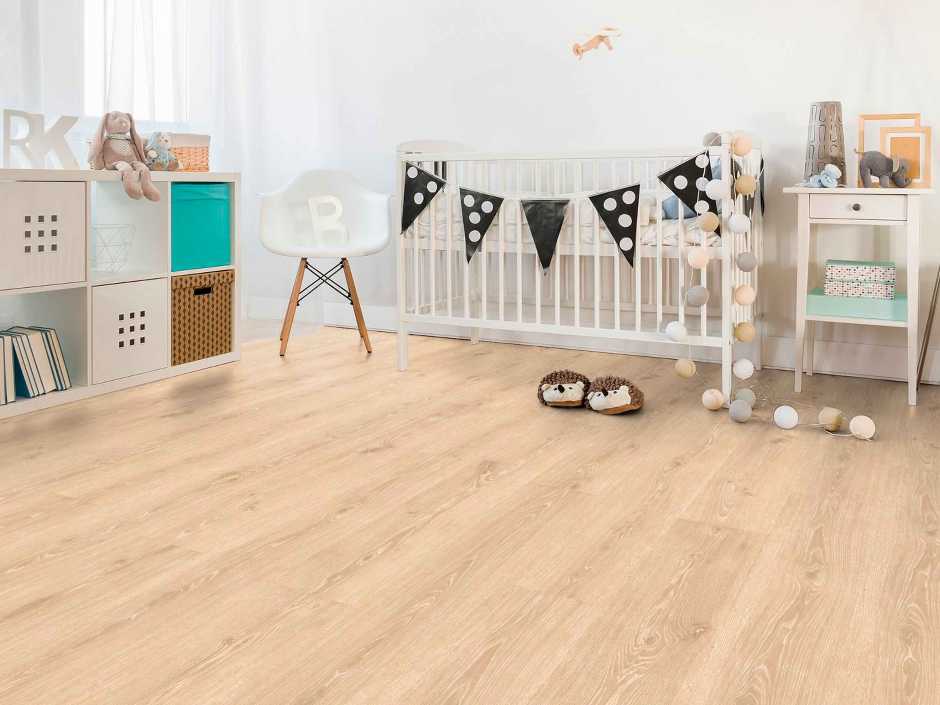 Kork Designboden Wood Basic - Panama Oak Light Sand, digitalbedrucktes Korkfurnier