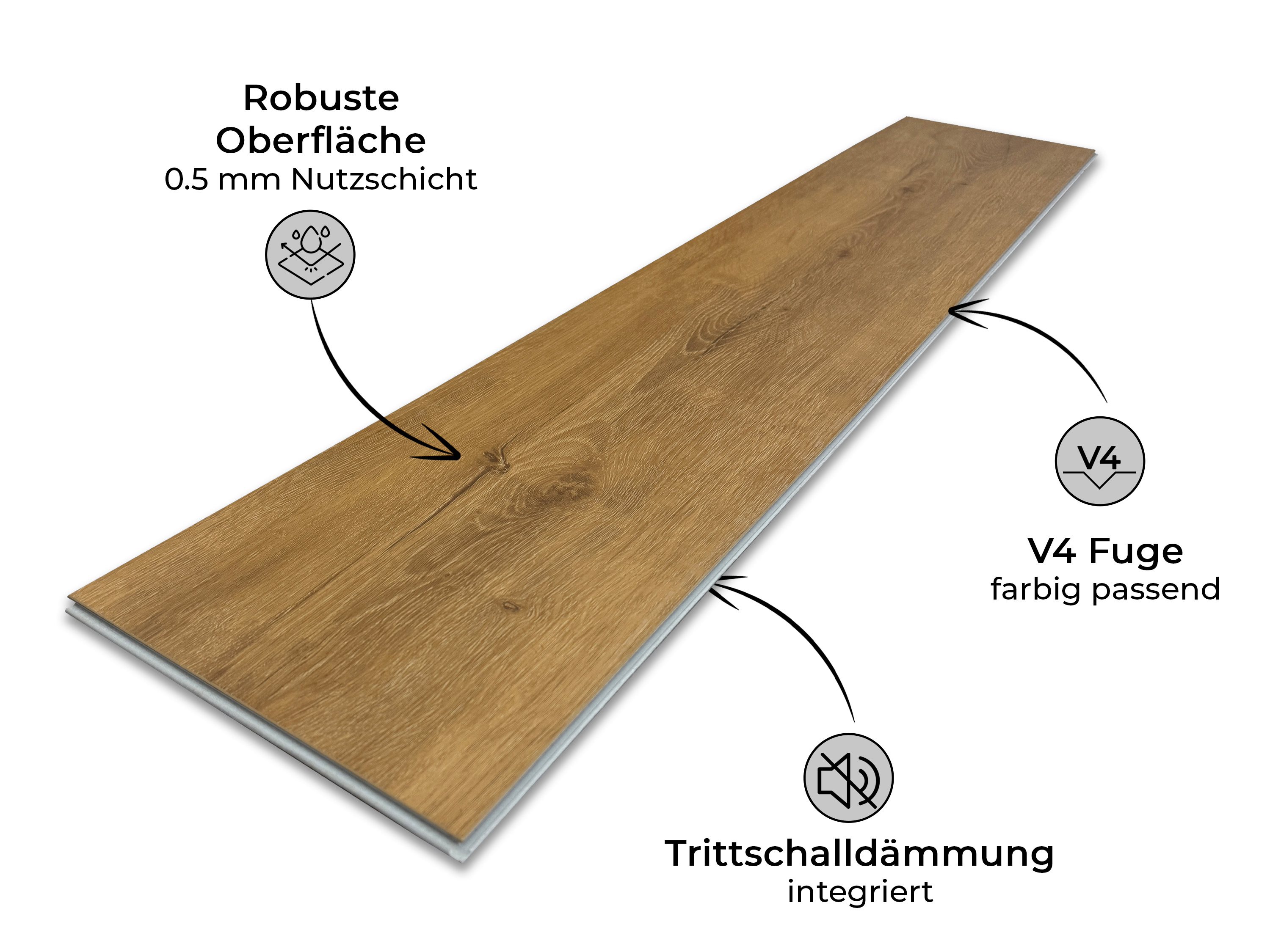 Vinylboden Rigid SPC Prestige Eiche Natur 5G Klicksystem 6,0 mm, V4 Fuge, inkl. 1 mm Trittschalldämmung