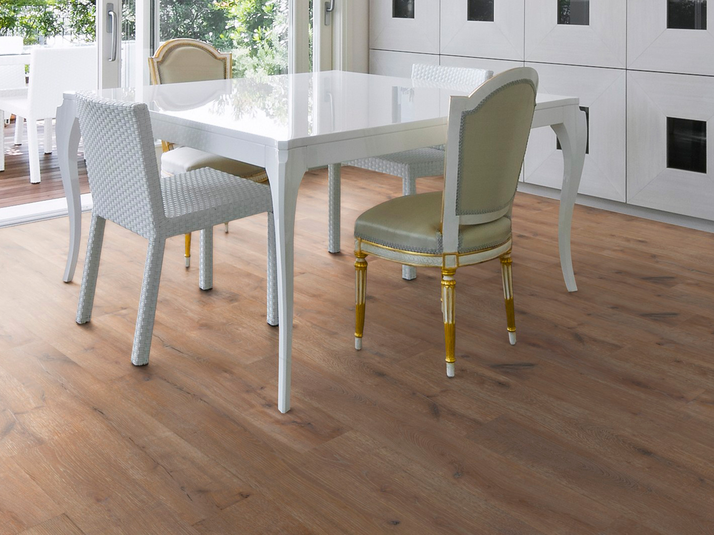 Kork Designboden Wood Basic - Farnia Oak Savannah, digitalbedrucktes Korkfurnier