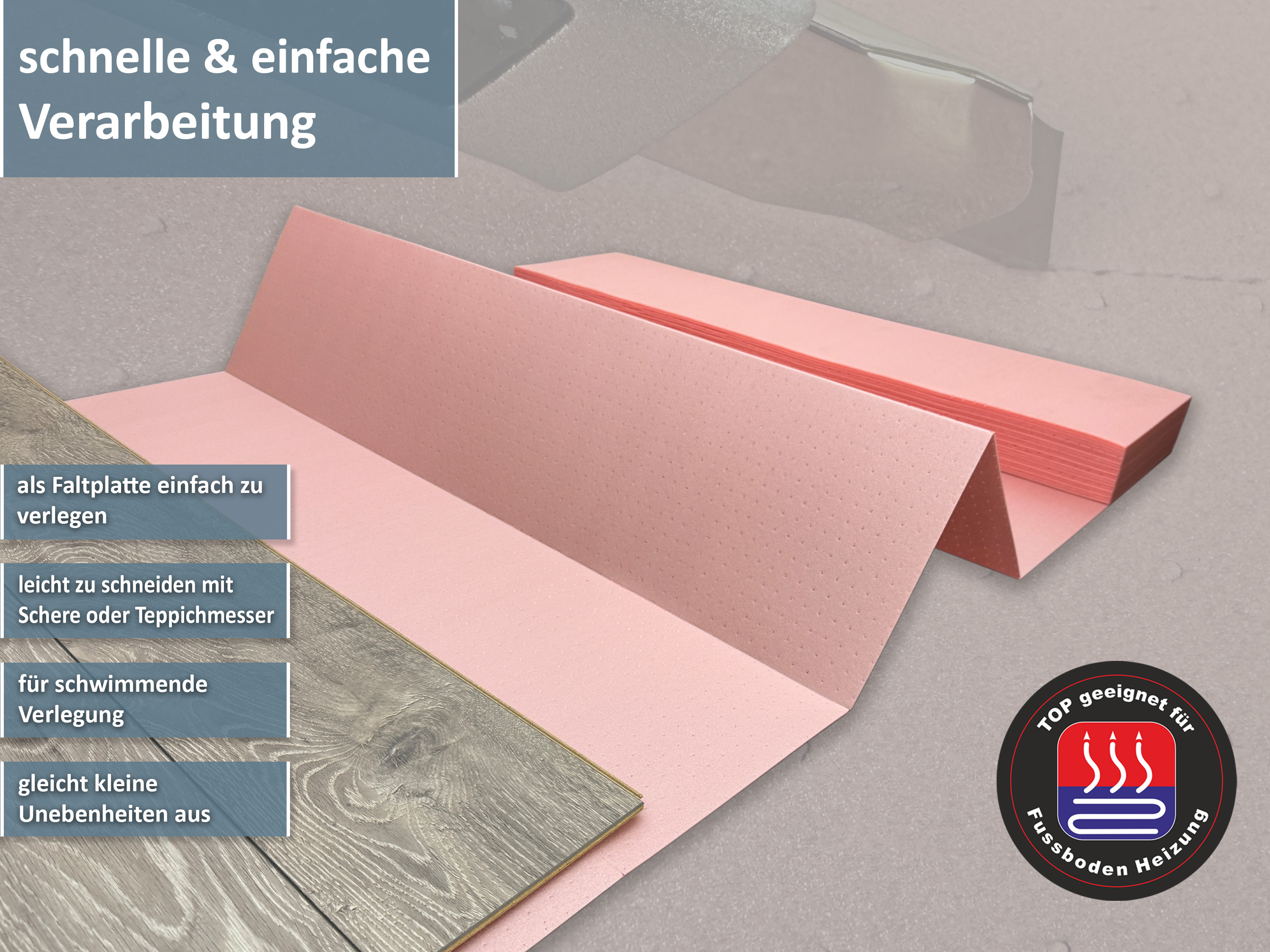uficell® XPS QUICK PLUS Trittschalldämmung für Fußbodenheizung, Stärke: 1,8 mm, 12,6 m²