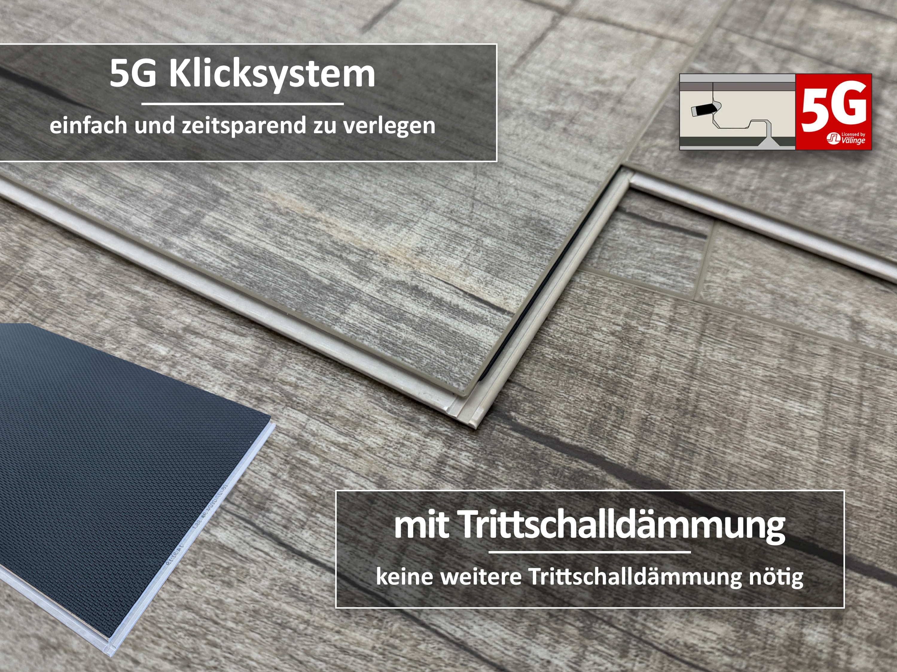 Vinylboden Eiche Old Rustik Klickvinyl 6 mm Stark inkl. Trittschalldämmung 0,5 mm Nutzschicht V4 Fuge