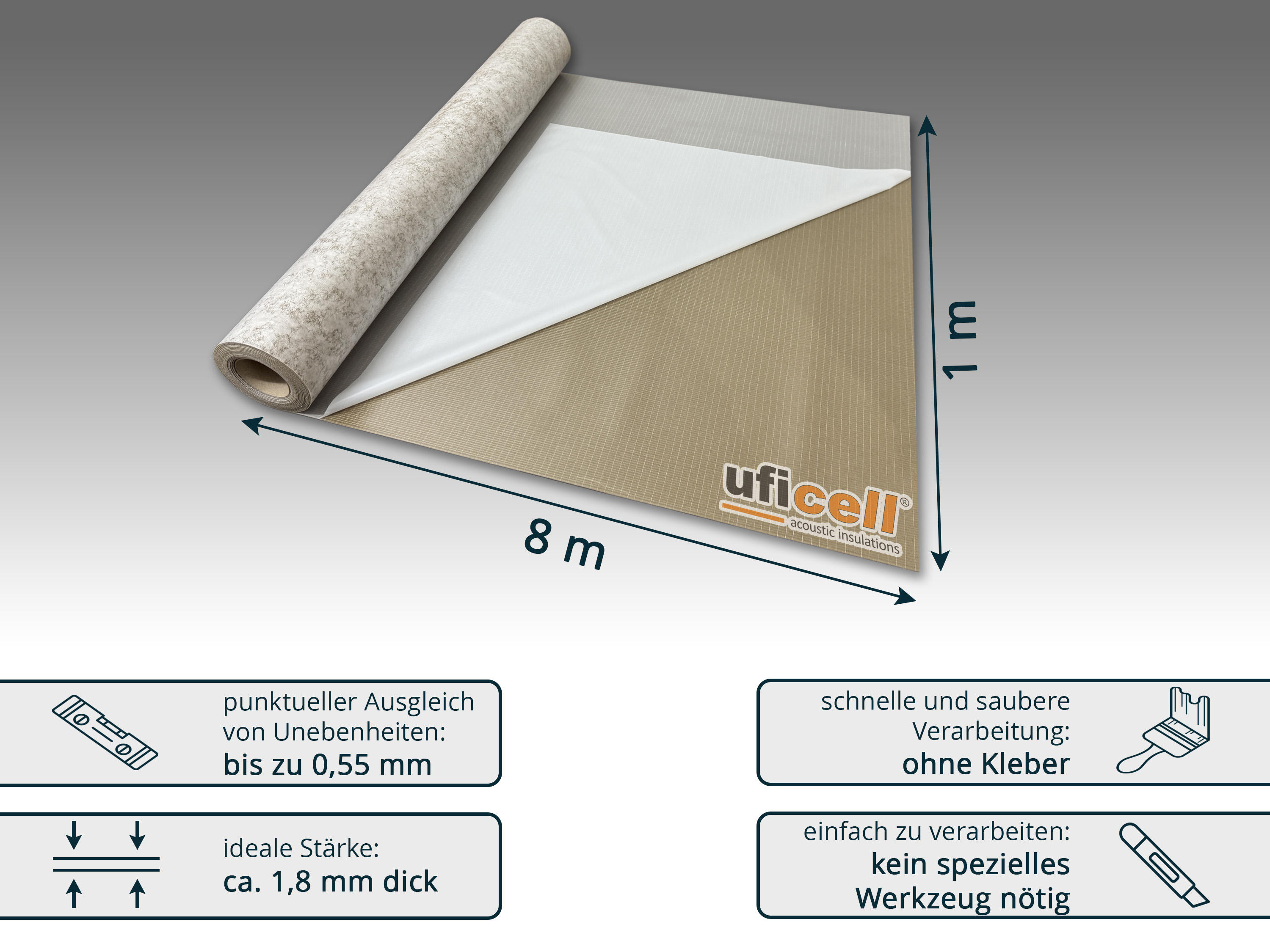 selbstklebende Akustikmatte uficell® VINOSTICK® silent premium für Dryback Klebevinylböden