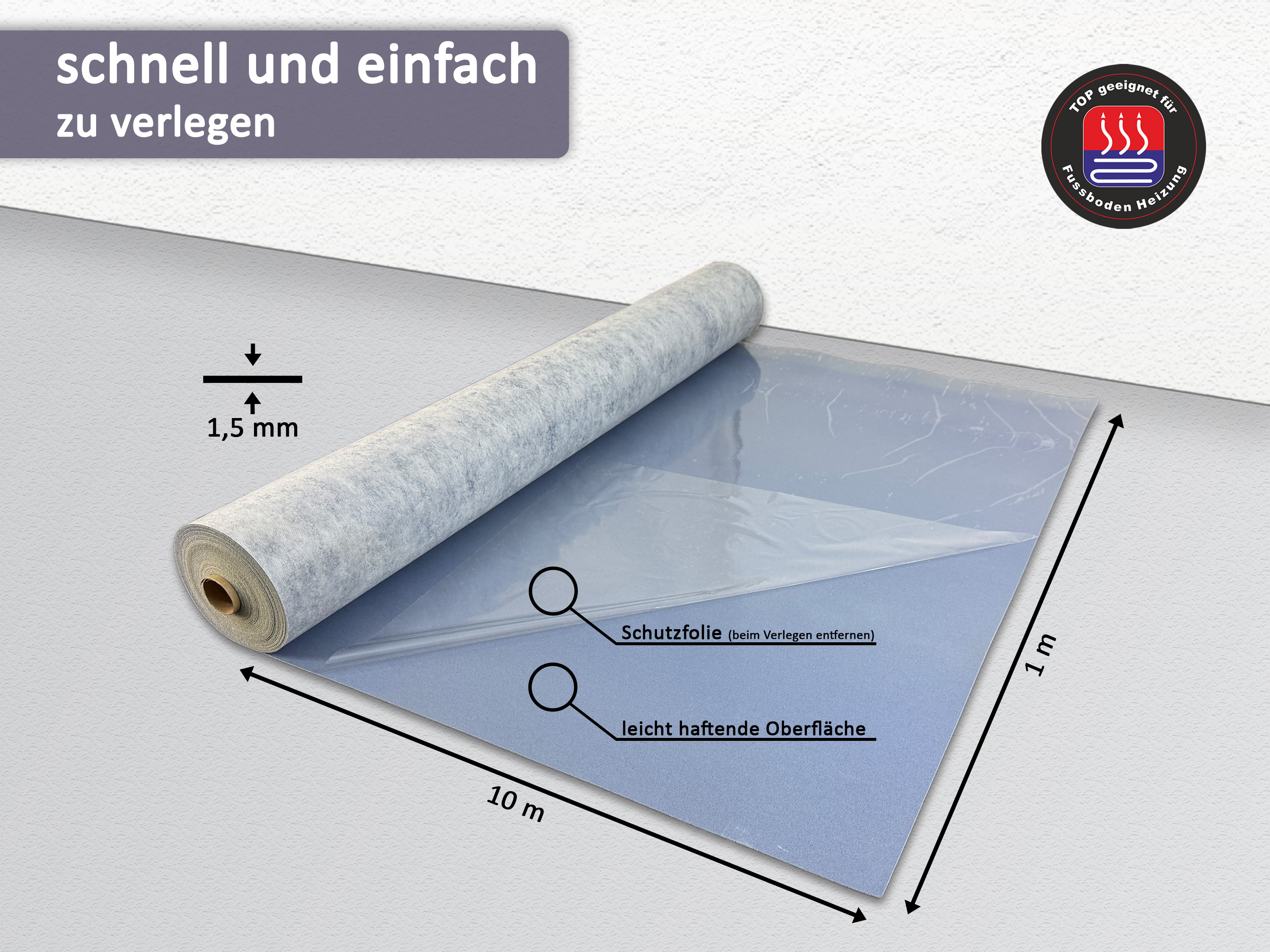 uficell® VINOSOUND FIX premium LVT Vinyl Unterlagsmatte mit Haftbeschichtung - B-Ware