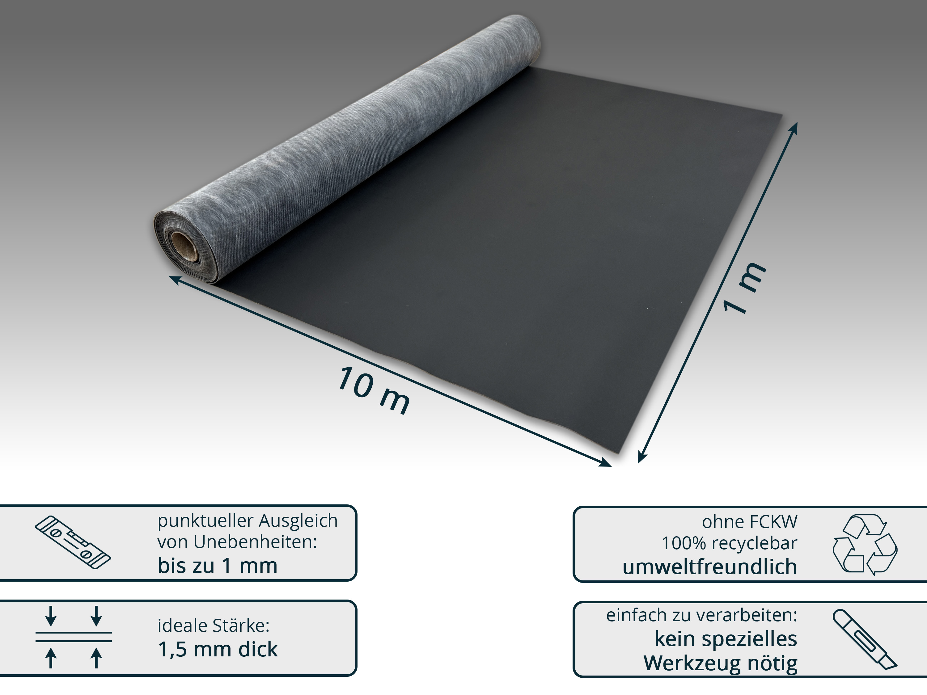 Vinylunterlage uficell® VINOSILENT premium Trittschallmatte mit Anti-Rutsch Oberfläche für Rigid/SPC Vinyl