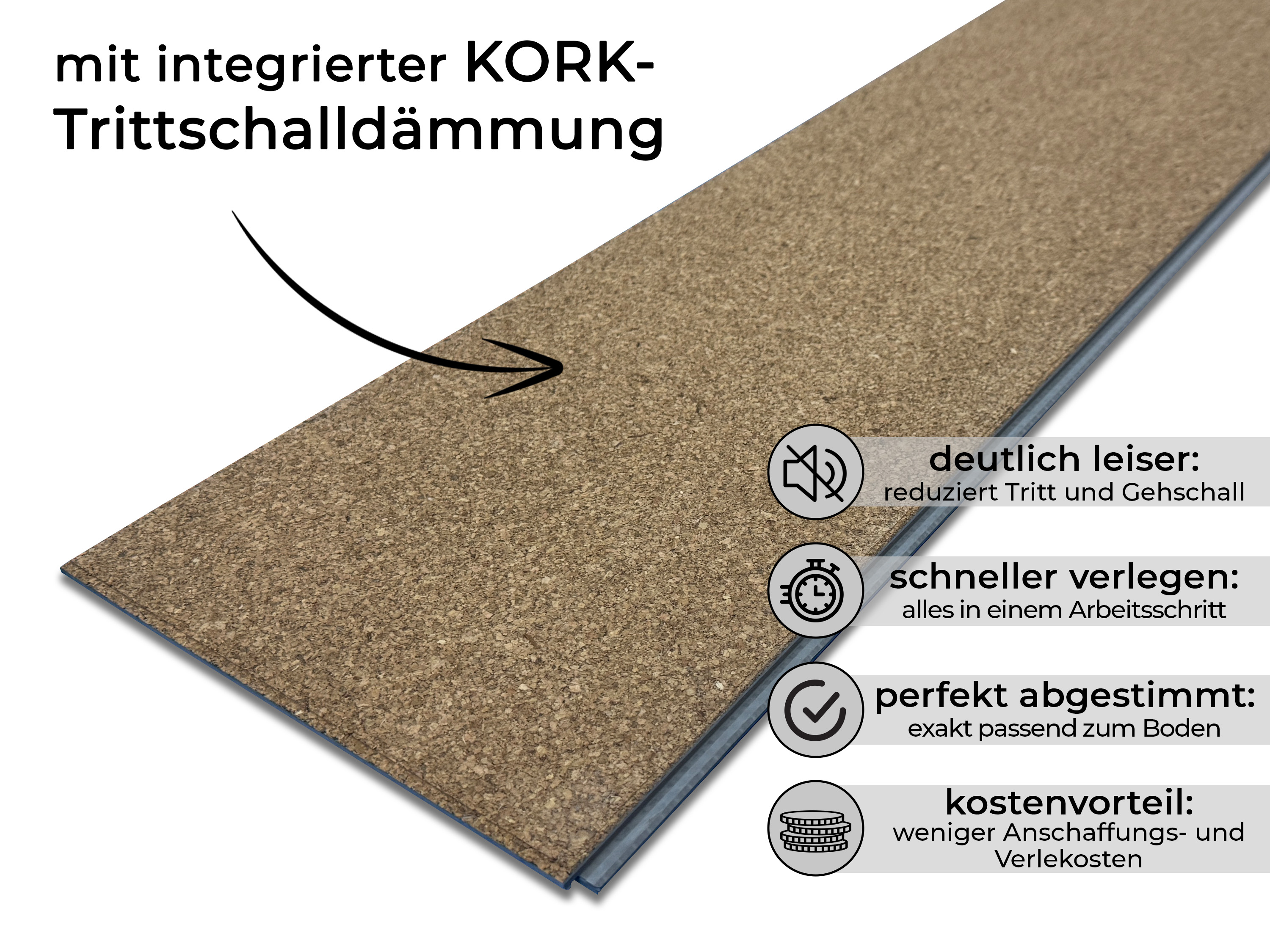 Klick Vinylboden Silent SPC Contemporary Oak Bright inkl. Kork Trittschalldämmung und Synchronoberfläche 5,2 mm