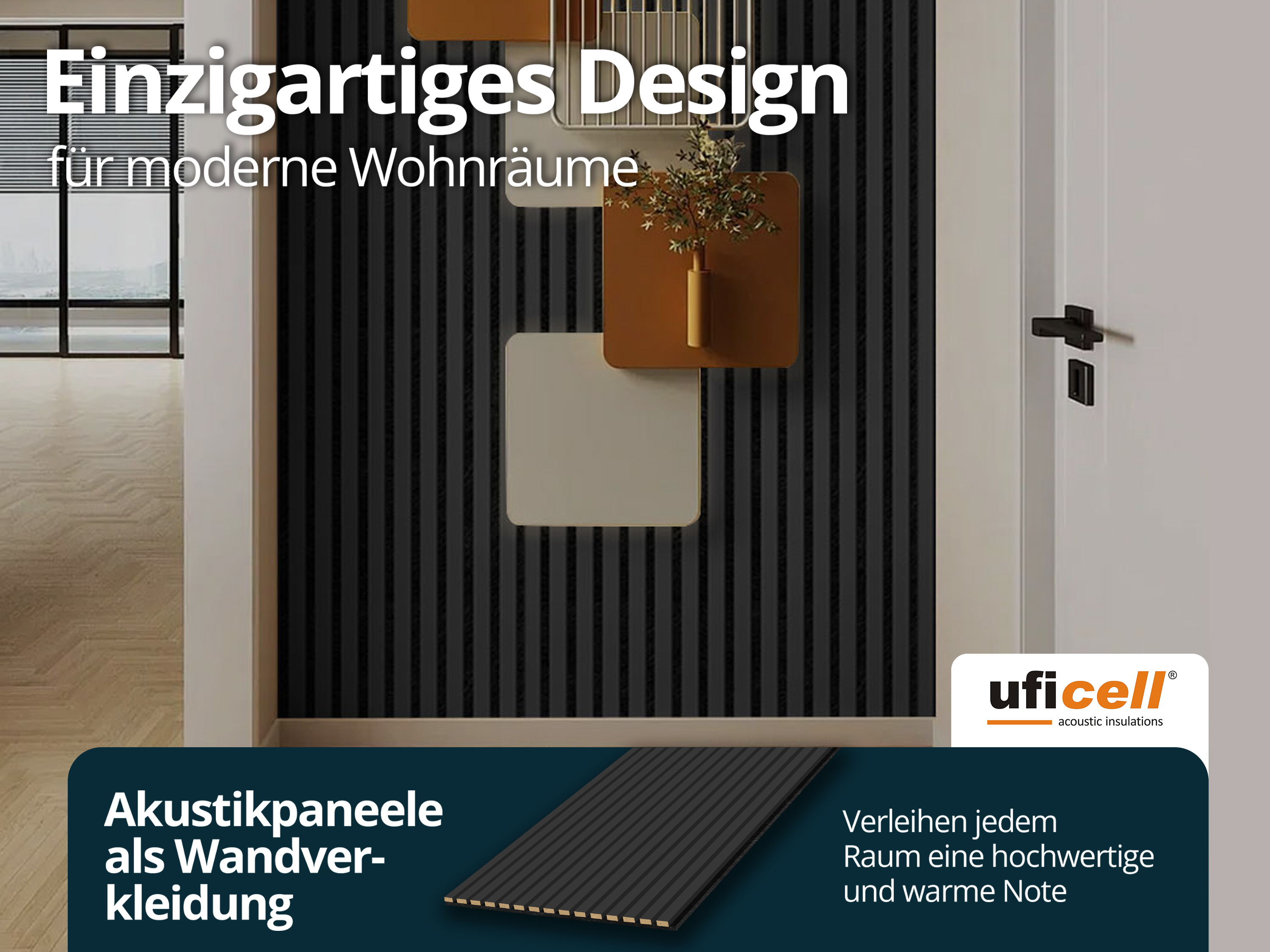 Akustikpaneele Wandpaneele Echtholz Lamellen Wandverkleidung - Eiche Black zur Schalldämmung