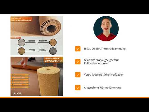 TRECOR® Rollenkork Kork Trittschalldämmung Korkunterlage 2 mm / 1 m²